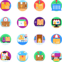 pack of shipment flat rounded icons vector