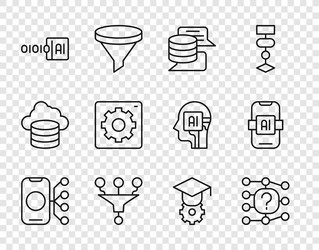 set line neural network server data funnel vector image