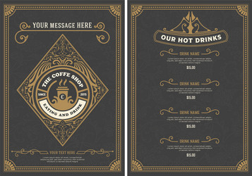 Coffee shop menu template vintage style vector