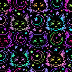 Colorful Cat Moon Pattern vector image
