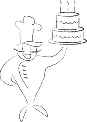 cook with a cake vector