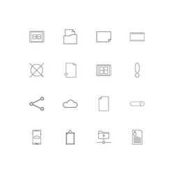 files and folders sign linear thin icons set vector image