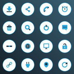 Interface icons colored set with power on down vector