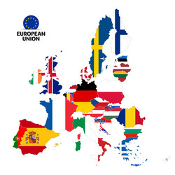 Map european union member states flags vector