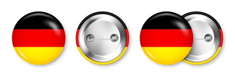 Realistic button badge with printed german flag vector