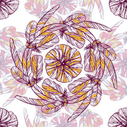 Seamless pattern in boho style round kaleidoscope vector