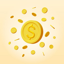 3d falling gold coins isolated vector