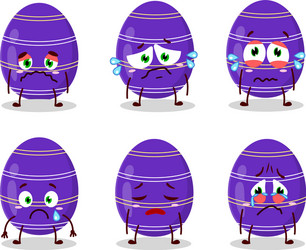 Dark purple easter egg cartoon with sad expression vector