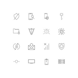 internet security linear thin icons set outlined vector image