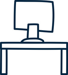 Isolated computer over table doodle line style vector