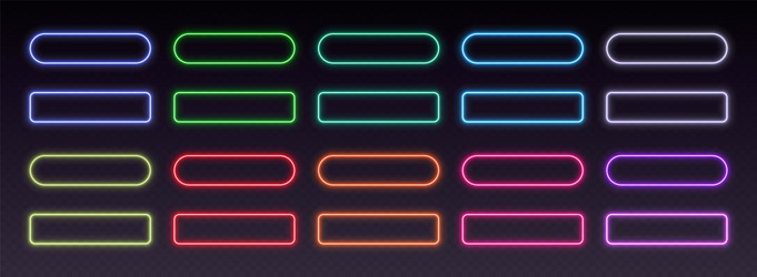 neon button frames gradient glowing borders vector image