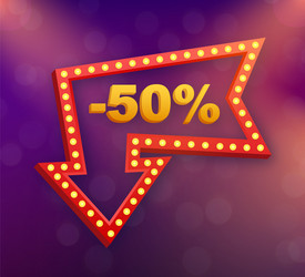 50 percent off sale discount banner vector