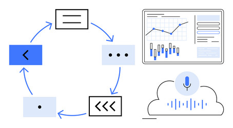 data analytics workflow with flowchart graphical vector image