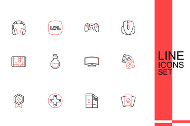 set line playing cards case of computer game vector image