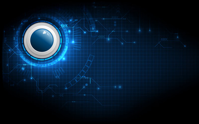 Tech Circle Button on Digital Network vector image