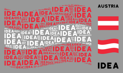 Waving austrian flag mosaic idea text items vector