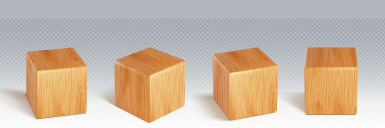 3d wood cube block to play game realistic vector