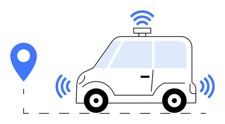 autonomous vehicle with navigation mark and signal vector image