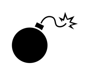 Bomb fuse icon mlack silhouette simple vector