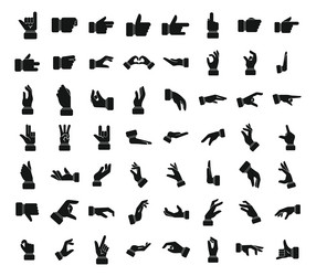 Hand gestures icons set simple shake vector