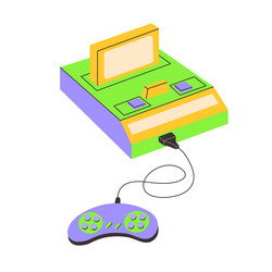 Retro game console with joystick gamepad old vector