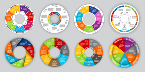 Round pie chart into 5 step concept startup Vector Image