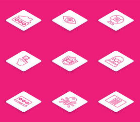 set line house with password eye scan security vector image