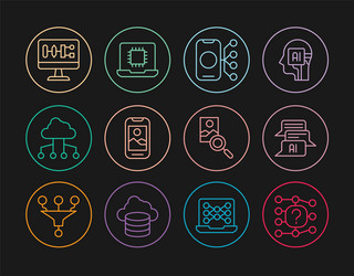 set line neural network chat bot mobile phone vector image