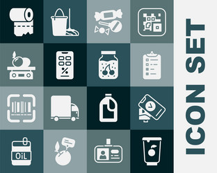 set yogurt container pos terminal shopping list vector image