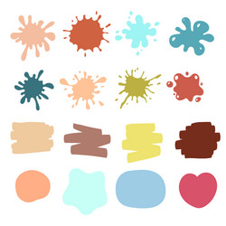 set colorful brush strokes and blobs vector image