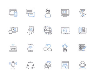 television outline icons collection vector