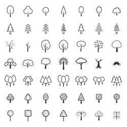 tree icon set in thin line style symbols vector image