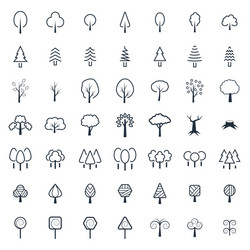 Tree icon set in thin line style symbols vector