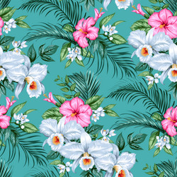 Tropical Orchid Seamless Pattern Vector Image