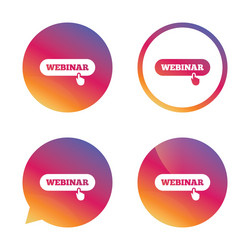 webinar with hand pointer sign icon web study vector image