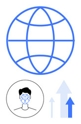 global networking face recognition and growth vector image
