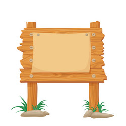 Wooden sign for announcements cartoon vector