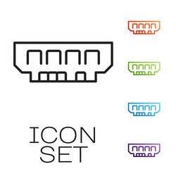 Black line ram random access memory icon isolated vector