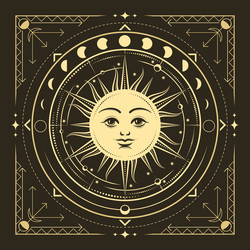 Celestial Sun & Moon Symbol Vector Image