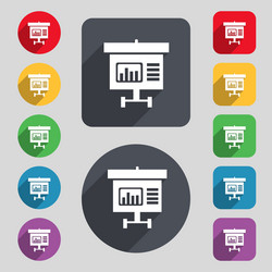 Graph icon sign a set of 12 colored buttons vector