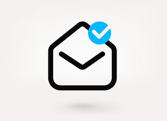 mail pictogram with approve check mark linear vector image