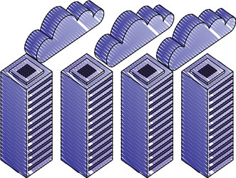 Servers data center with clouds computing vector