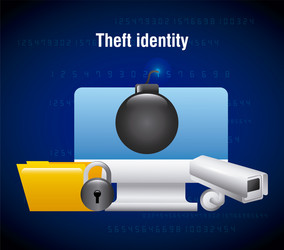 Theft identity computer technology folder camera vector