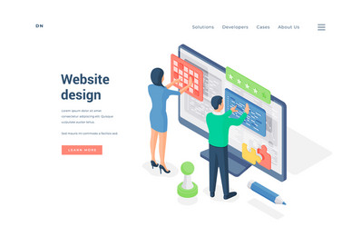 designers working on website ui isometric vector image