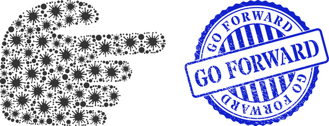 rubber go forward stamp and pandemic right index vector image