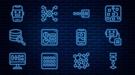 set line algorithm artificial intelligence robot vector image