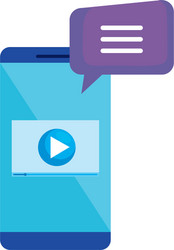 smartphone with media player and speech bubble vector