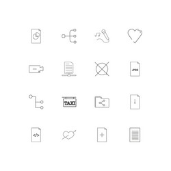 files and folders sign linear thin icons set vector image