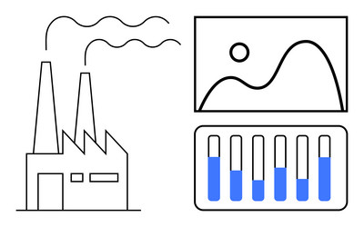 industrial factory with data analytics dashboard vector image