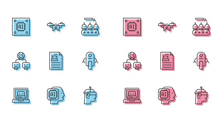 set line creating robot humanoid processor vector image